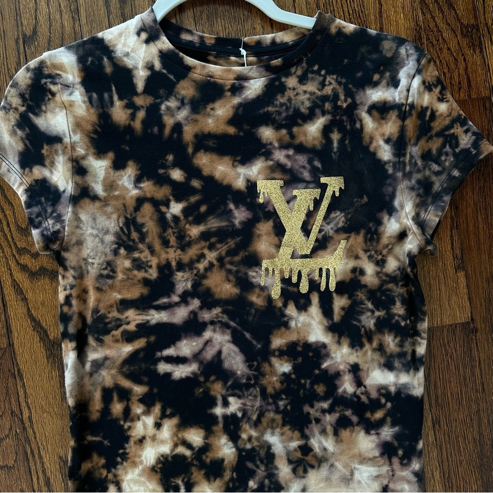 CUSTOM Tie-Dye Crop T-Shirt with Gold Logo Wild Fable Medium